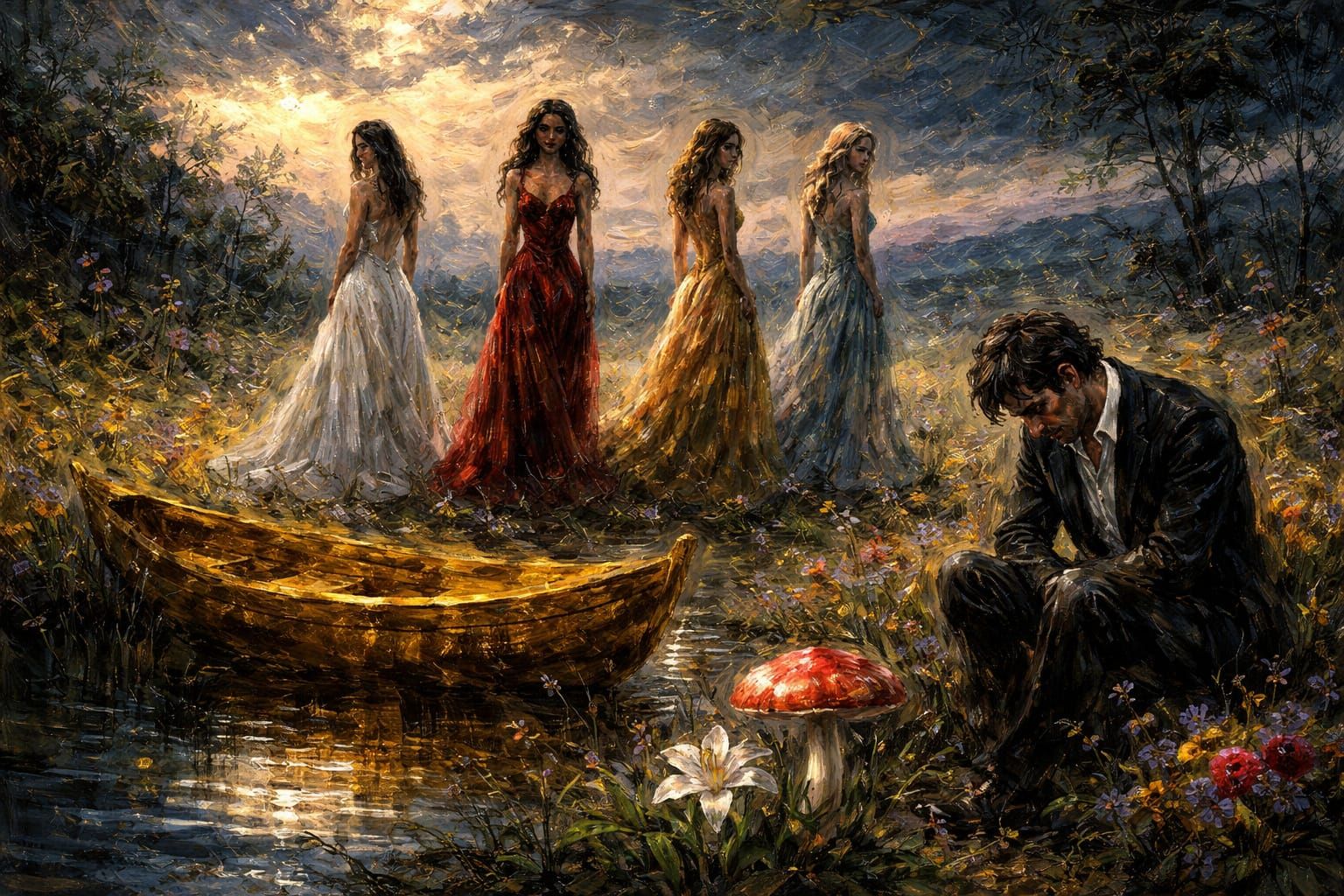 Four Women Offer Choice in Classic Oil Painting