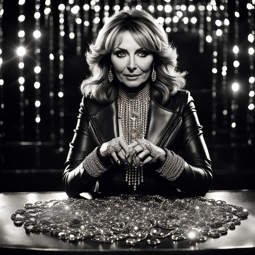 Diamond Adorned Woman in Leather, High Fashion Photography