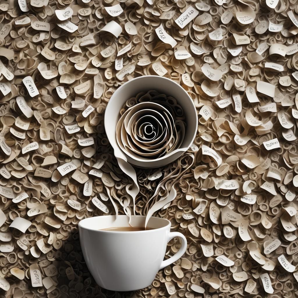 Surreal Rain of Words: An AI Generated Image