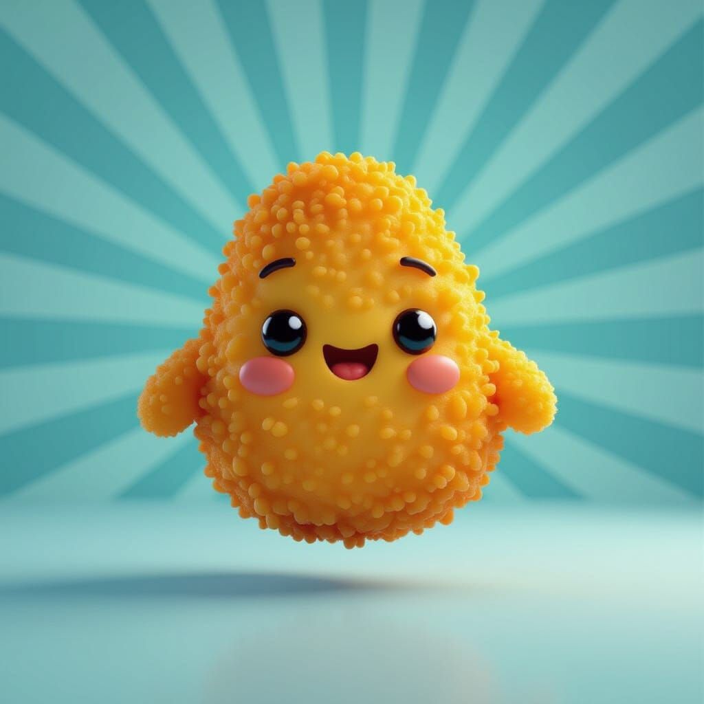 Cute Chicken Nugget with 3D Shading in Pixar Style