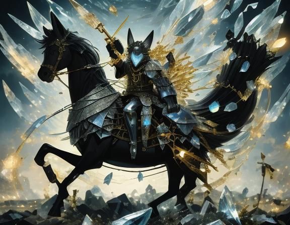 Egyptian Jackal Warrior Leading Army as Glass Sculpture