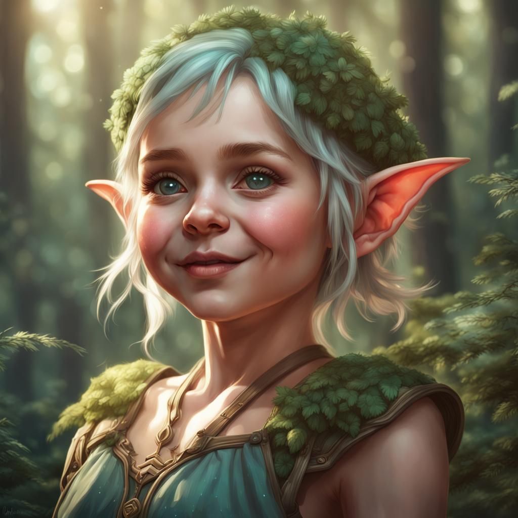 Enchanting Elf Girl Portrait in Forest Setting
