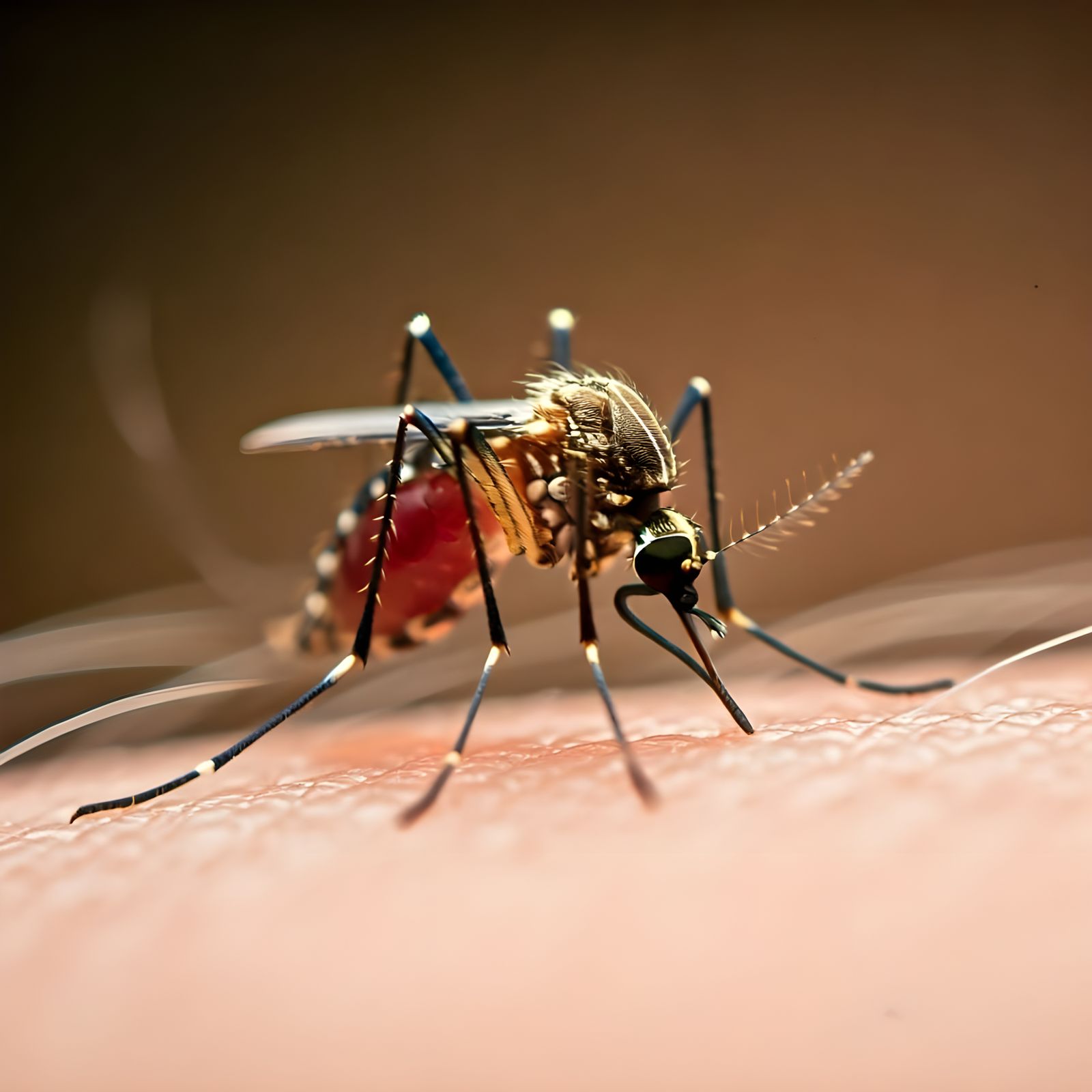 Close-Up of Mosquito Sucking Blood