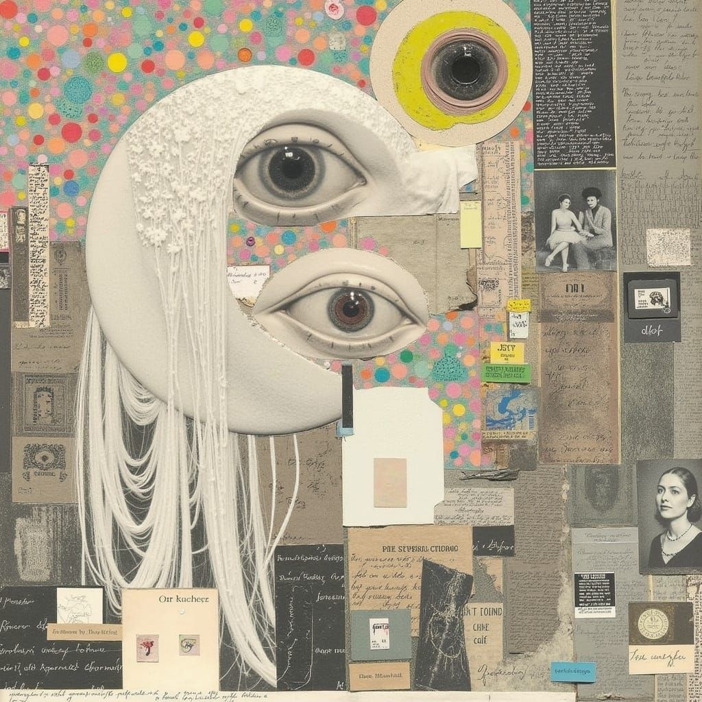 Japanese Yūrei Spirit in Mixed-Media Collage