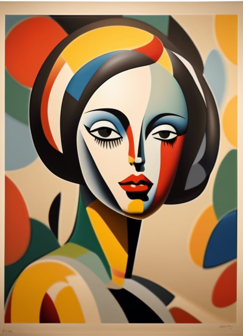 Abstract Inflatable Woman Poster in Bauhaus Style