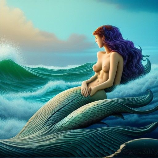 Mermaid on Shoreline in Digital Matte Painting
