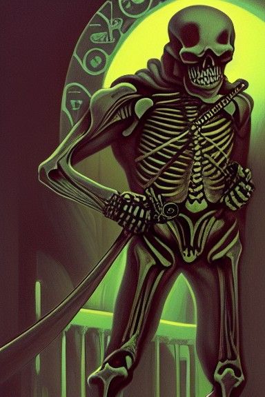 Skeleton Bounty Hunter of the Underworld: Detailed Art