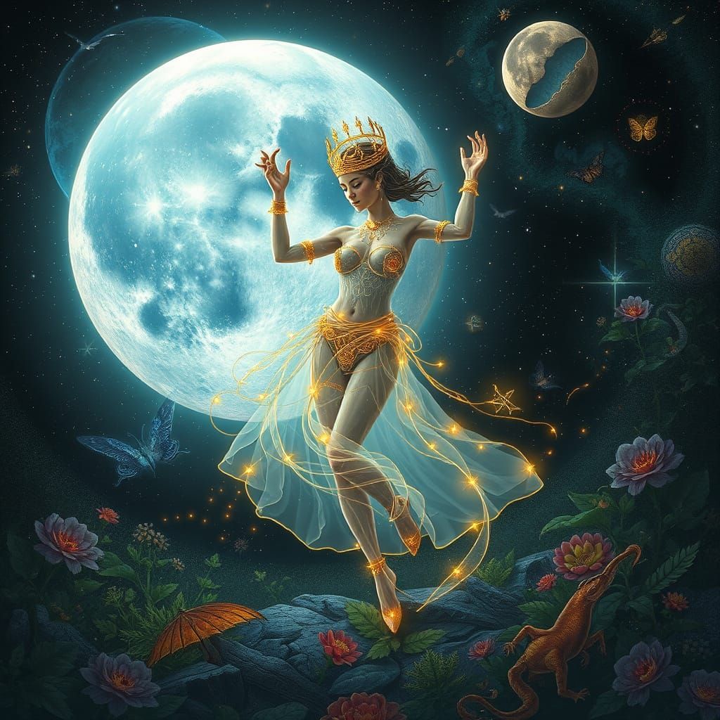 Celestial Fusion: Earth and Moon in Ethereal Style