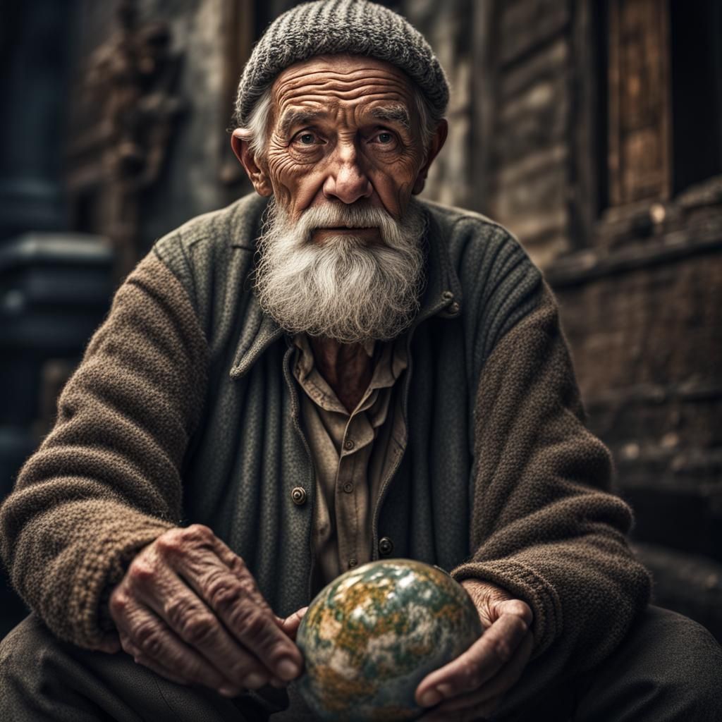 Earth Elemental Old Man in Hyperrealistic Style