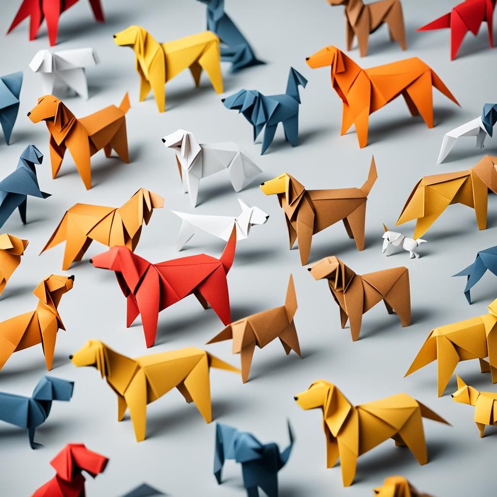 Origami Dogs Papercraft in 8K Resolution
