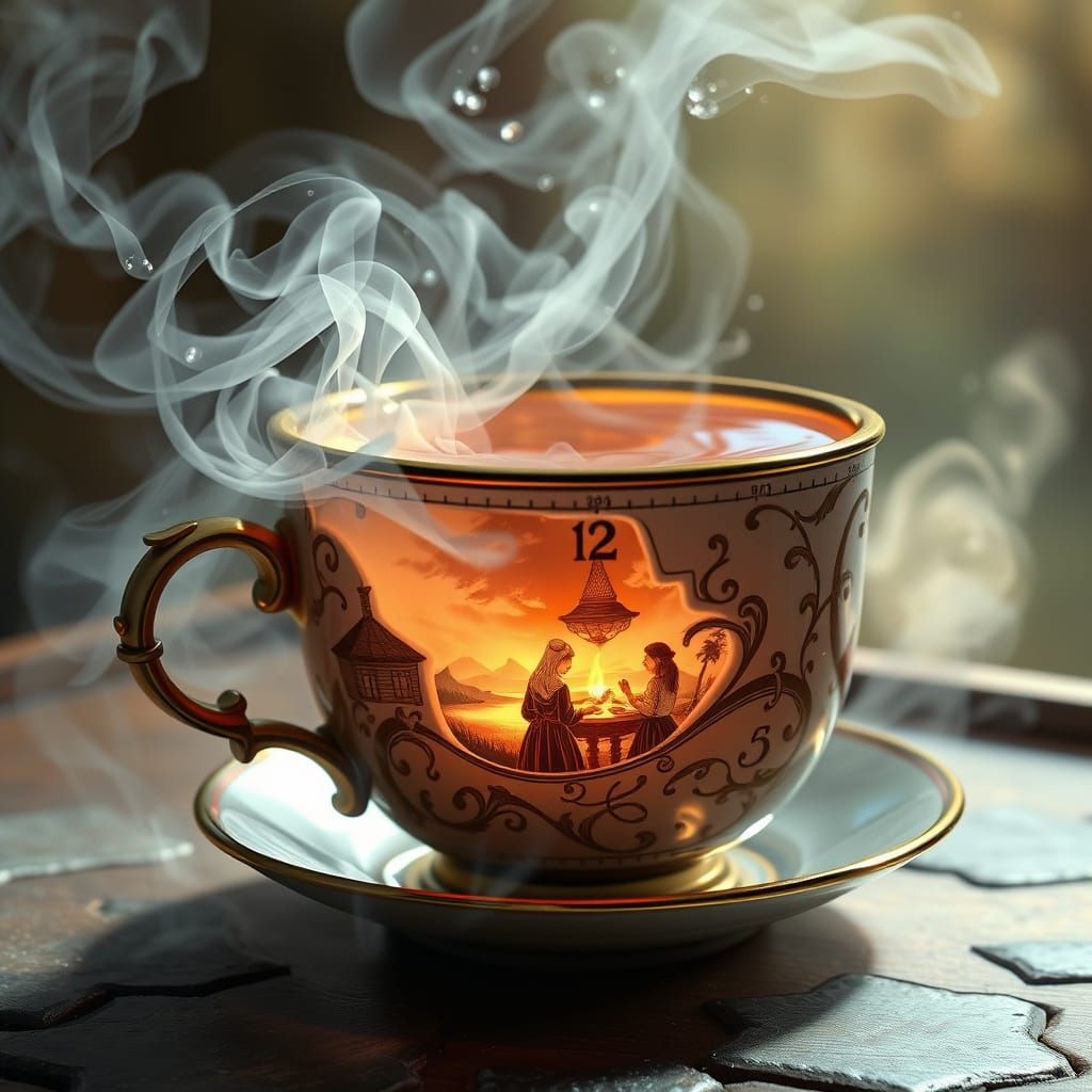 Ethereal Fantasy Time-Turner Tea Cup Glowing with Memory