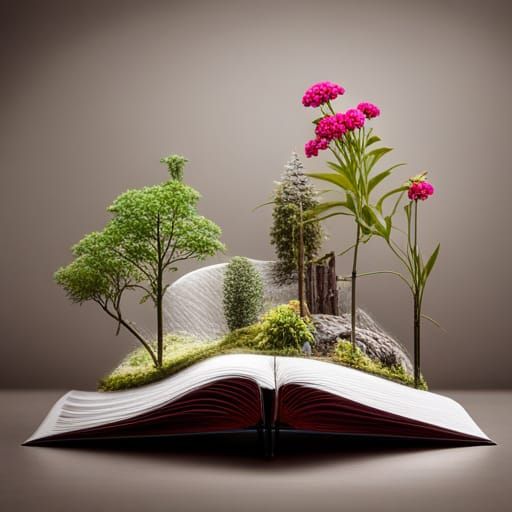 Book Terrarium: Miniature Ecosystem of Flowers and Animals