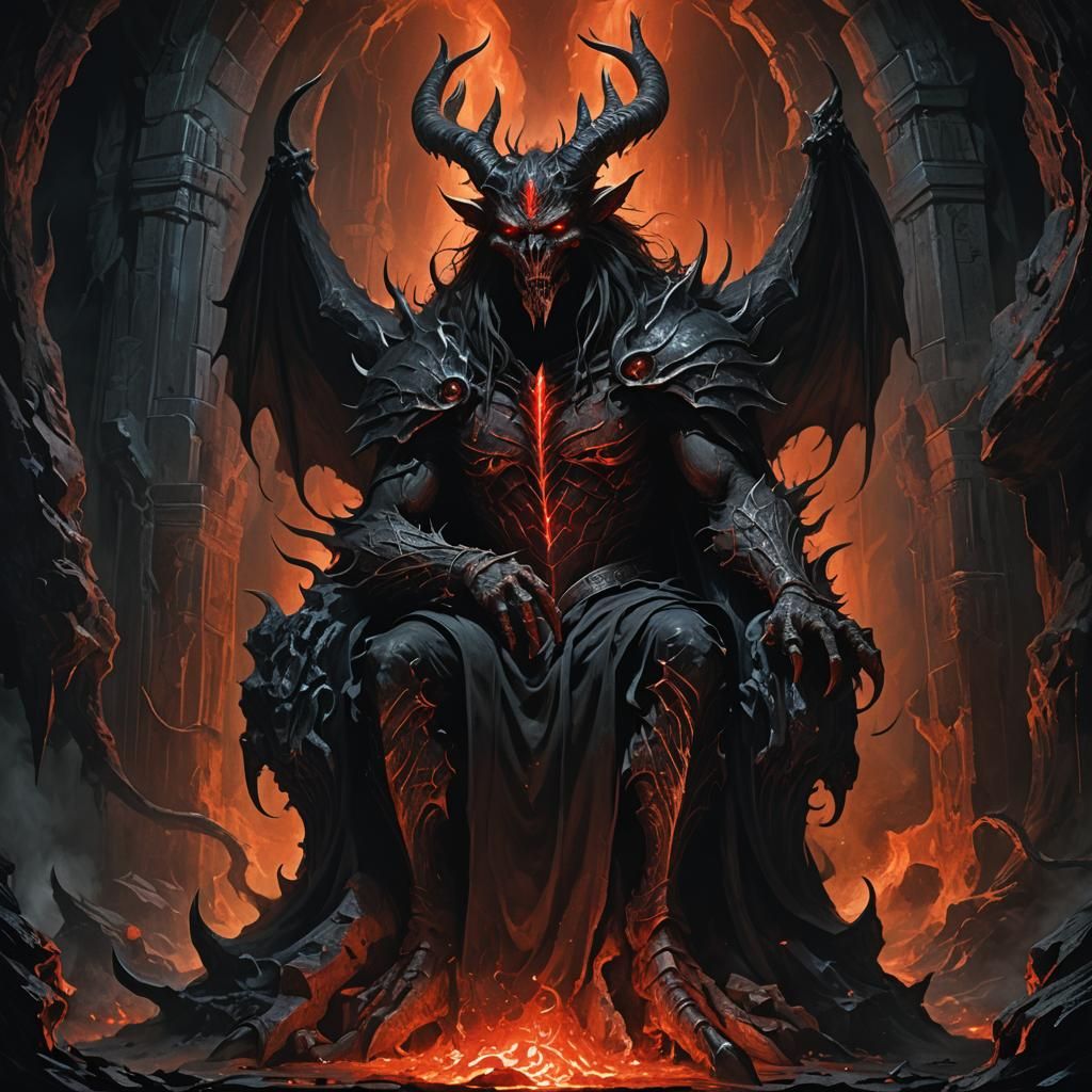 Demon Stolas on Throne in Dark Fantasy Art