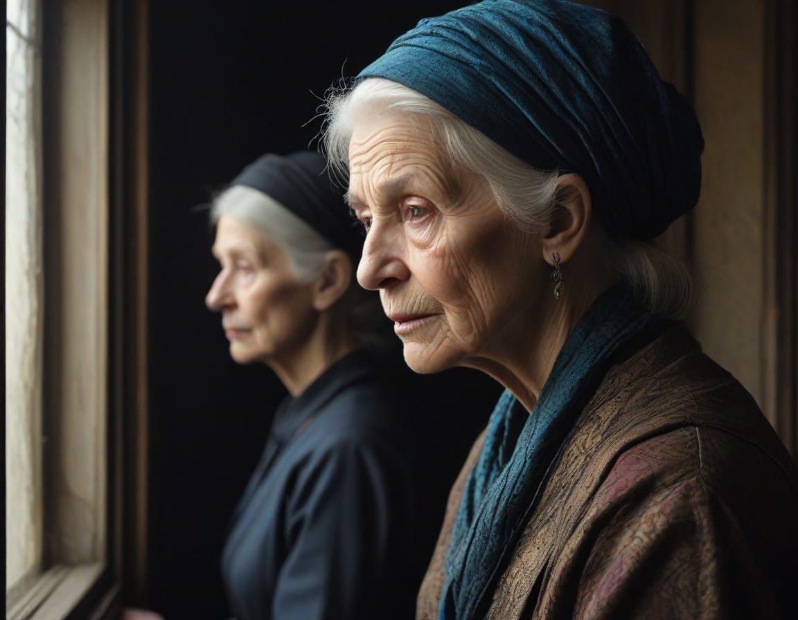 Mother's Nostalgic Farewell in Whimsical Illustrative Style