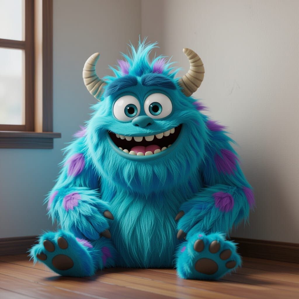 Adorable Hairy Monster in CGI Cartoon Style