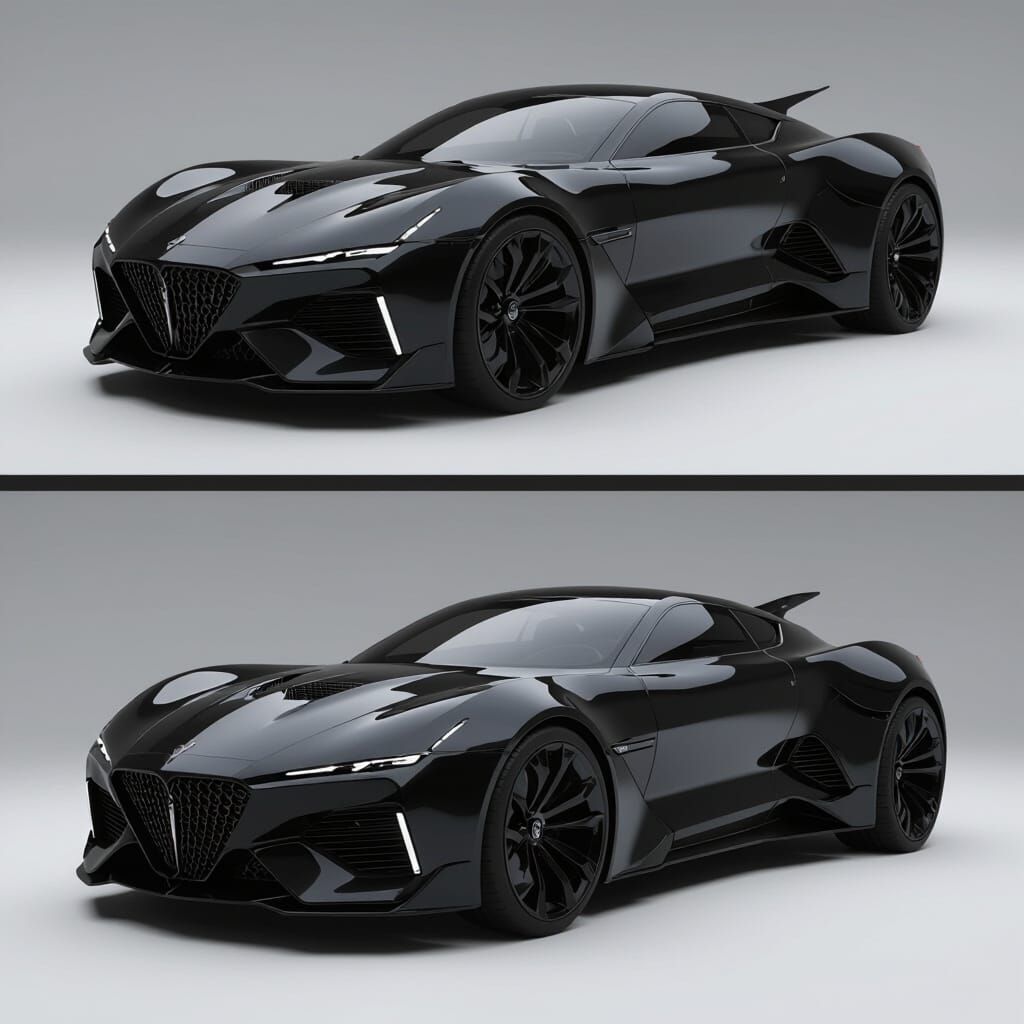 Menacing Black Car in 3D Render Style