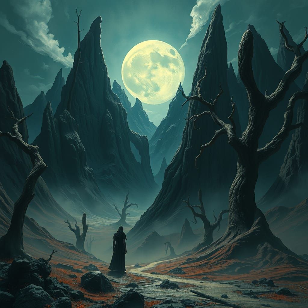 Surreal Dreamscape Inspired by Bacon, Dore, and Burton