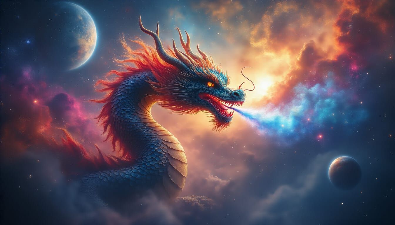 Cosmic Dragon Breathes Magic, Creates Celestial Wonders