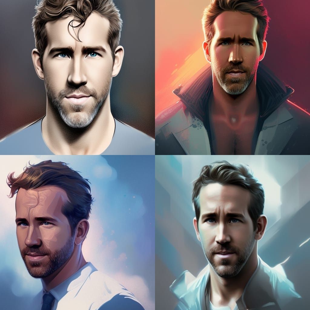 Ryan Reynolds Portrait in Hyperdetailed Splash Art Style