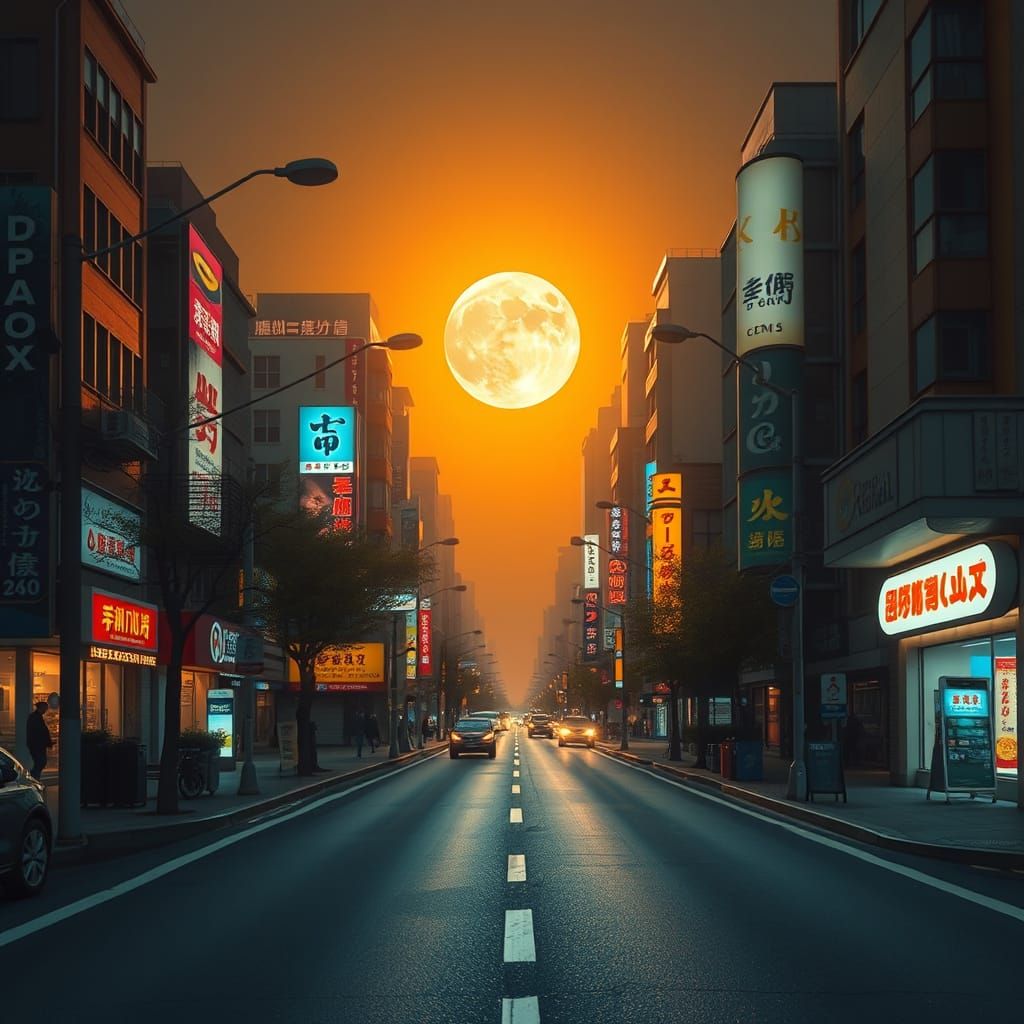 Bright City Light along the Main City Road, advertising thin...