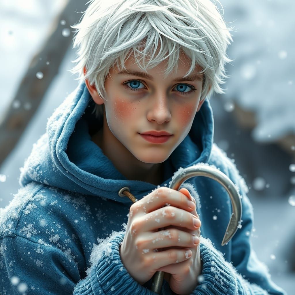 Young Jack Frost with Hook Staff: Ethereal Fantasy