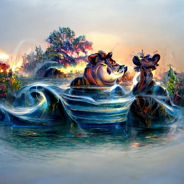 Timon and Pumbaa Boat Ride in Kinkade Style