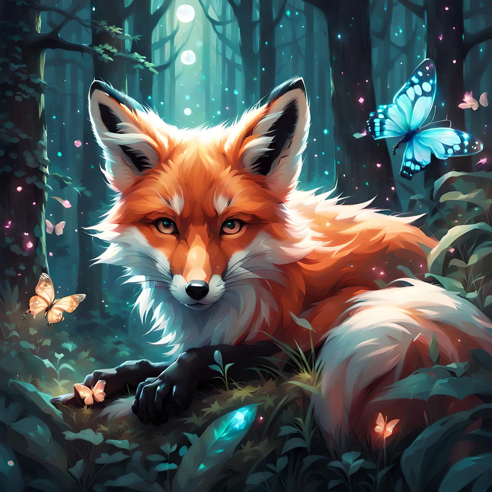 Adorable Crystalline Fox in Mystical Forest