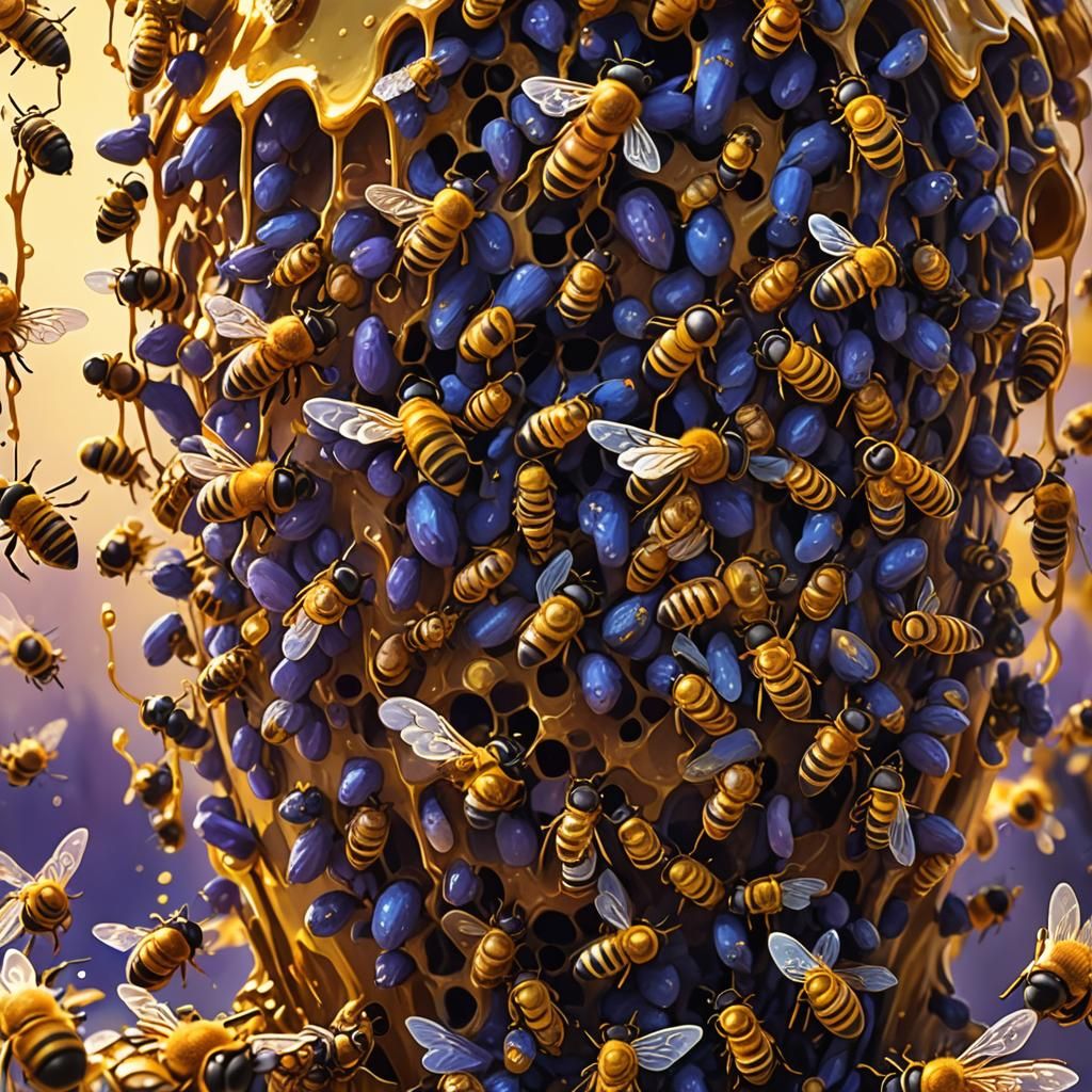 Golden Pot of Bees in Surreal Fantasy Style
