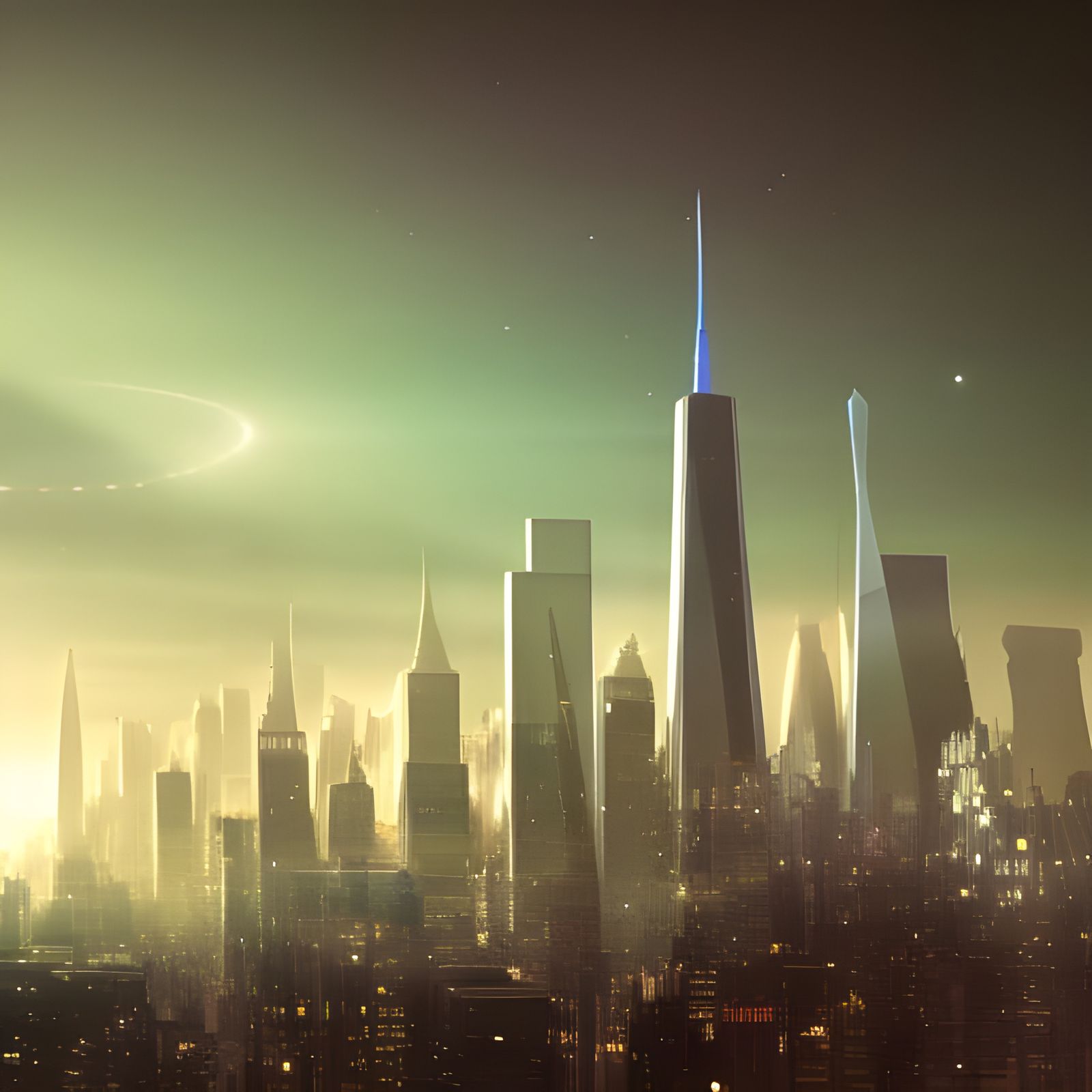 Futuristic Cyberpunk New York Cityscape at Night