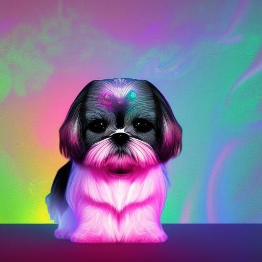 Futuristic Shih Tzu in Cosmic Astral Illustration