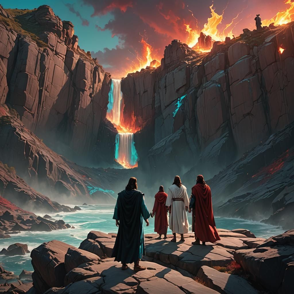 Jesus vs Devil: Cliffside Divine Conflict in Unreal Engine