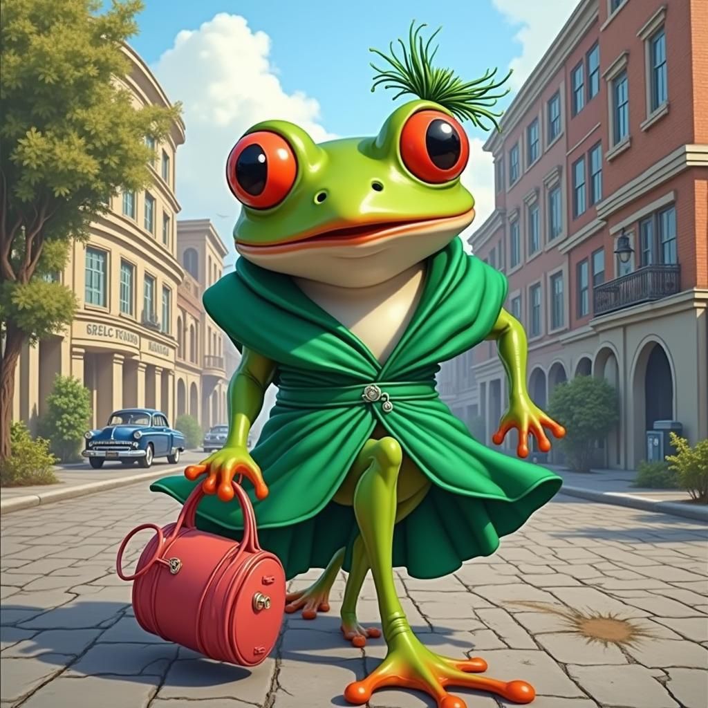 Frog Drives Supercar Through Futuristic Cityscape