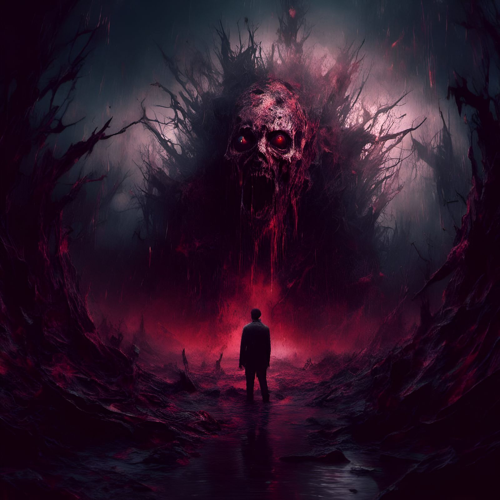 Hyperrealistic Portrait of Fear in Splash Art Style