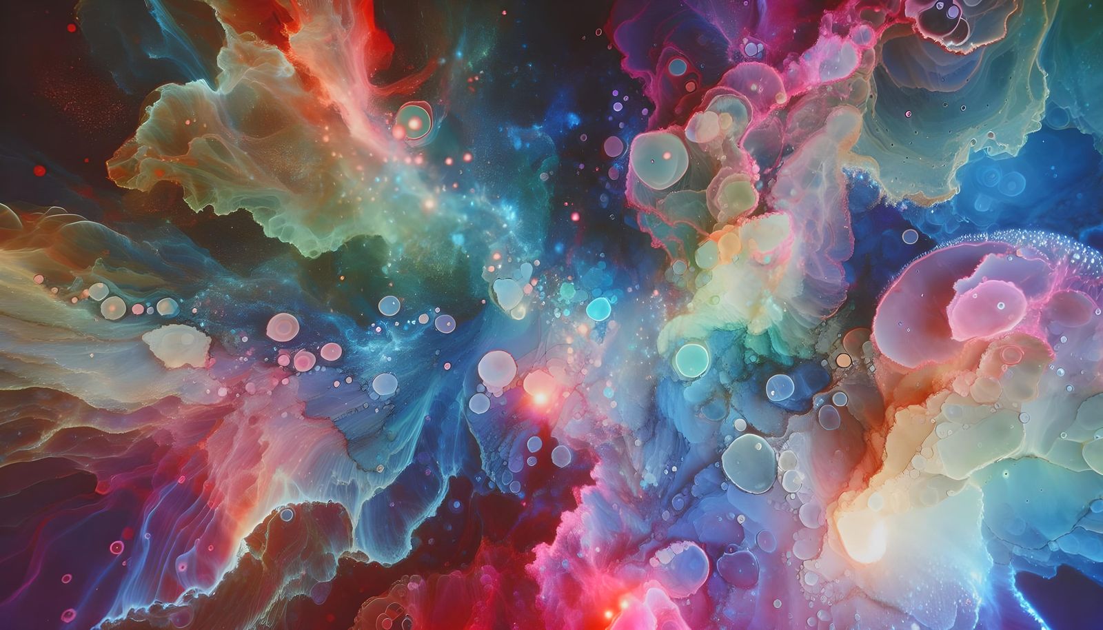 Fluorescent Alcohol Ink Painting of Natural Archetypes