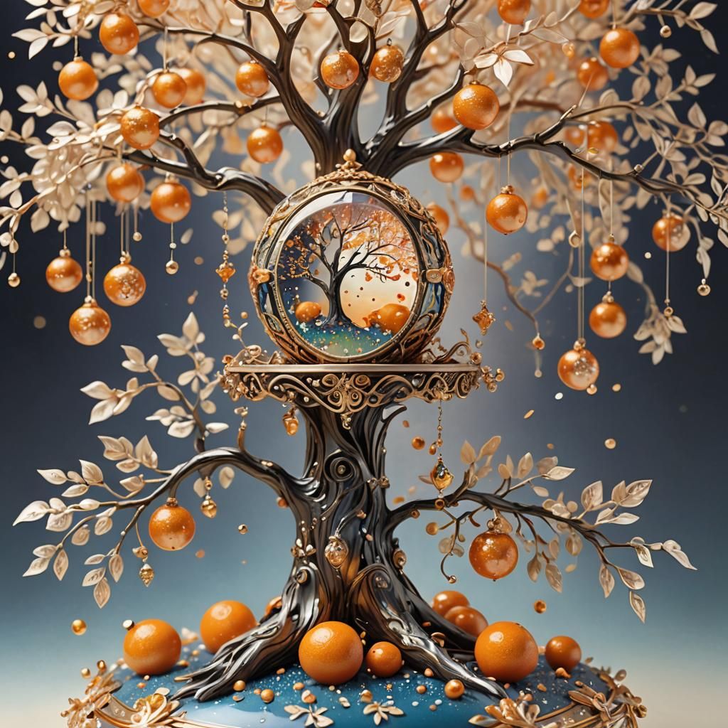 Baroque Tangerine Tree Fantasy Illustration