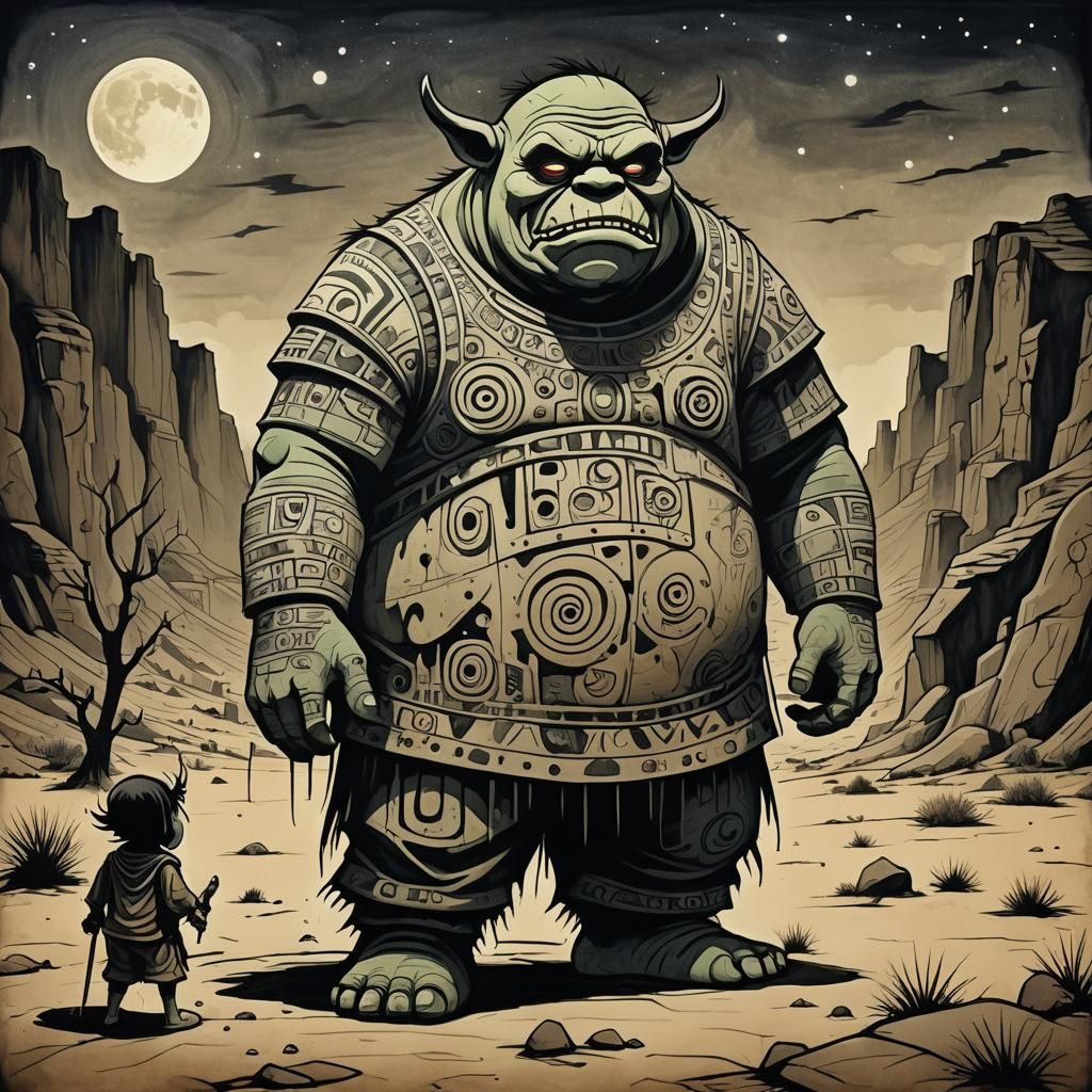 Ogre Disciplinarian in Neo-Primitivism Graffiti Style