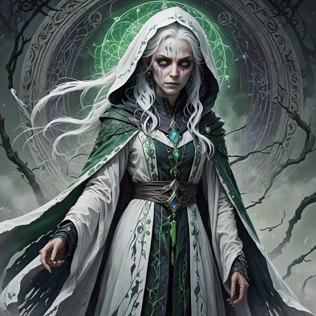 Mysterious Gothic Sorceress with Piercings in Matte Painting