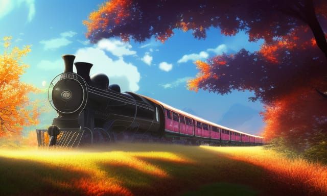 Hogwarts Train in Autumn: Anime Illustration