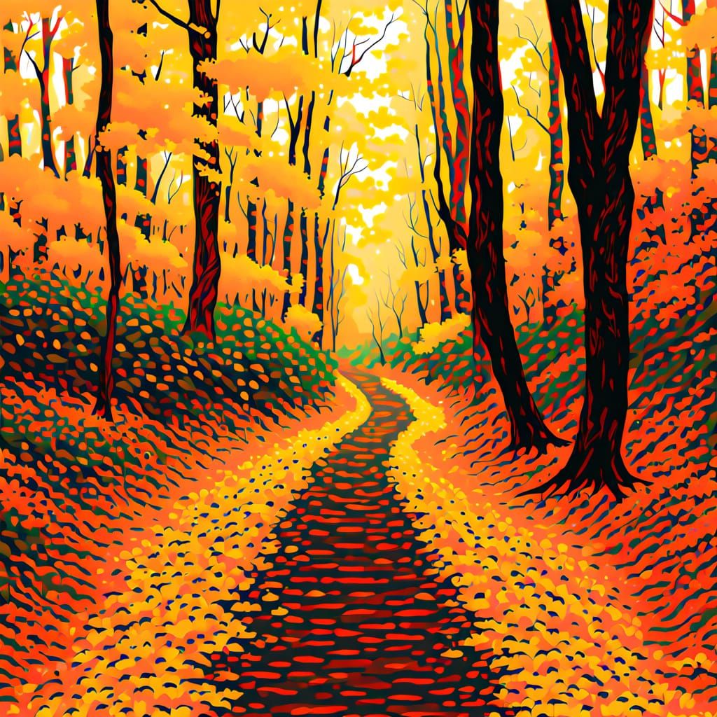 Roads Diverging in a Yellow Wood: AI Art