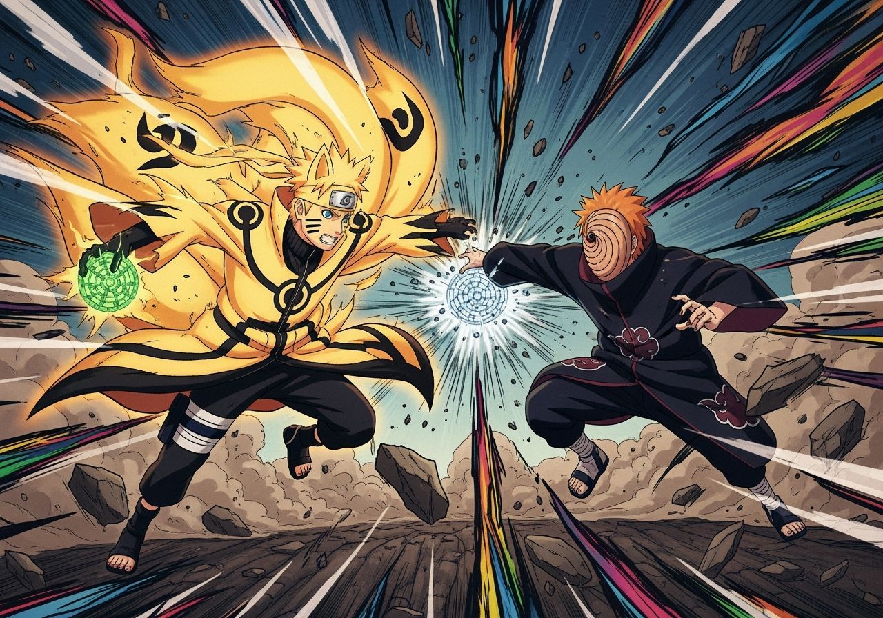 Naruto vs Obito: Manga-Style Biju Mode Clash