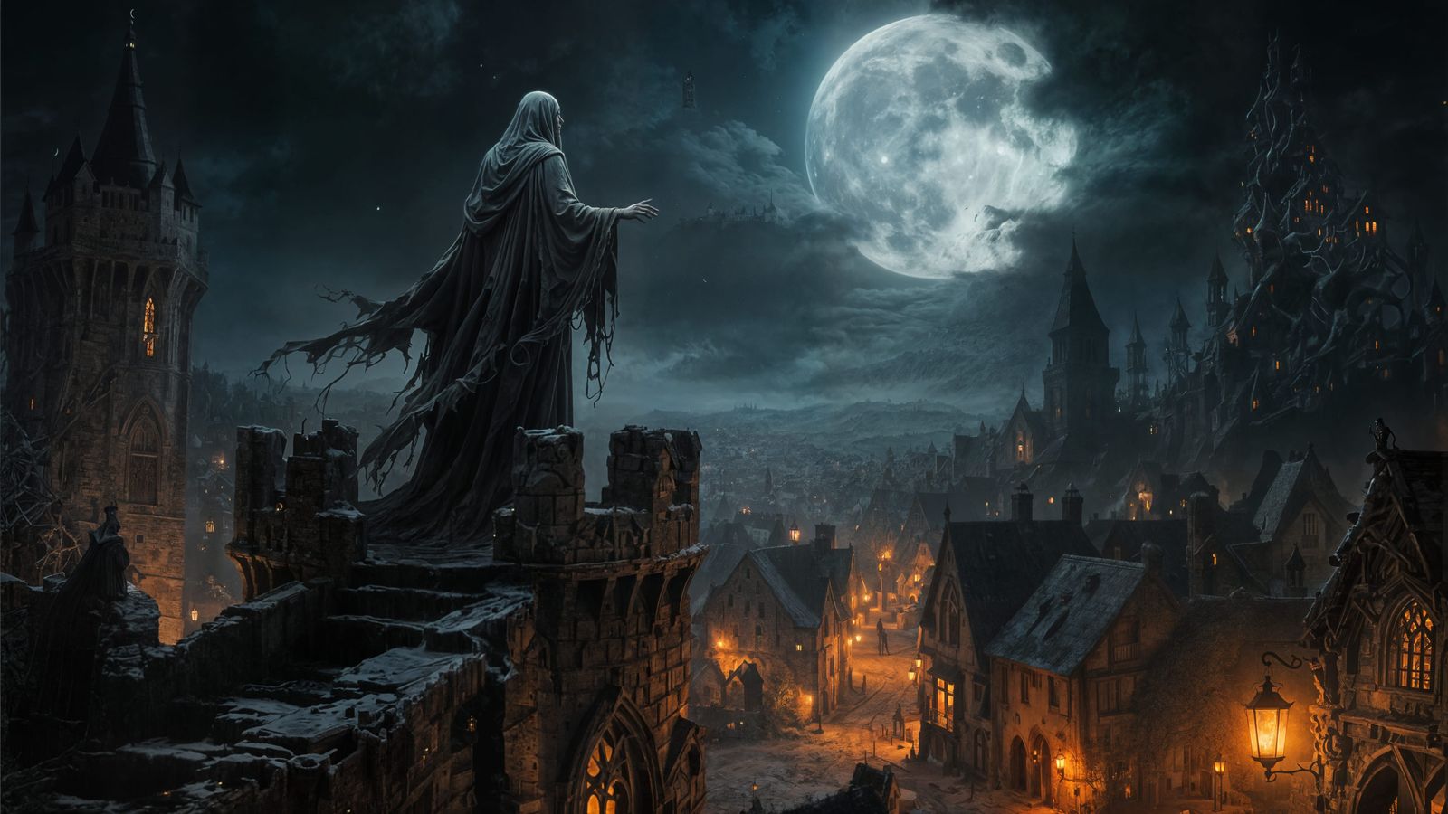 Ghostly Watch Over Medieval Village