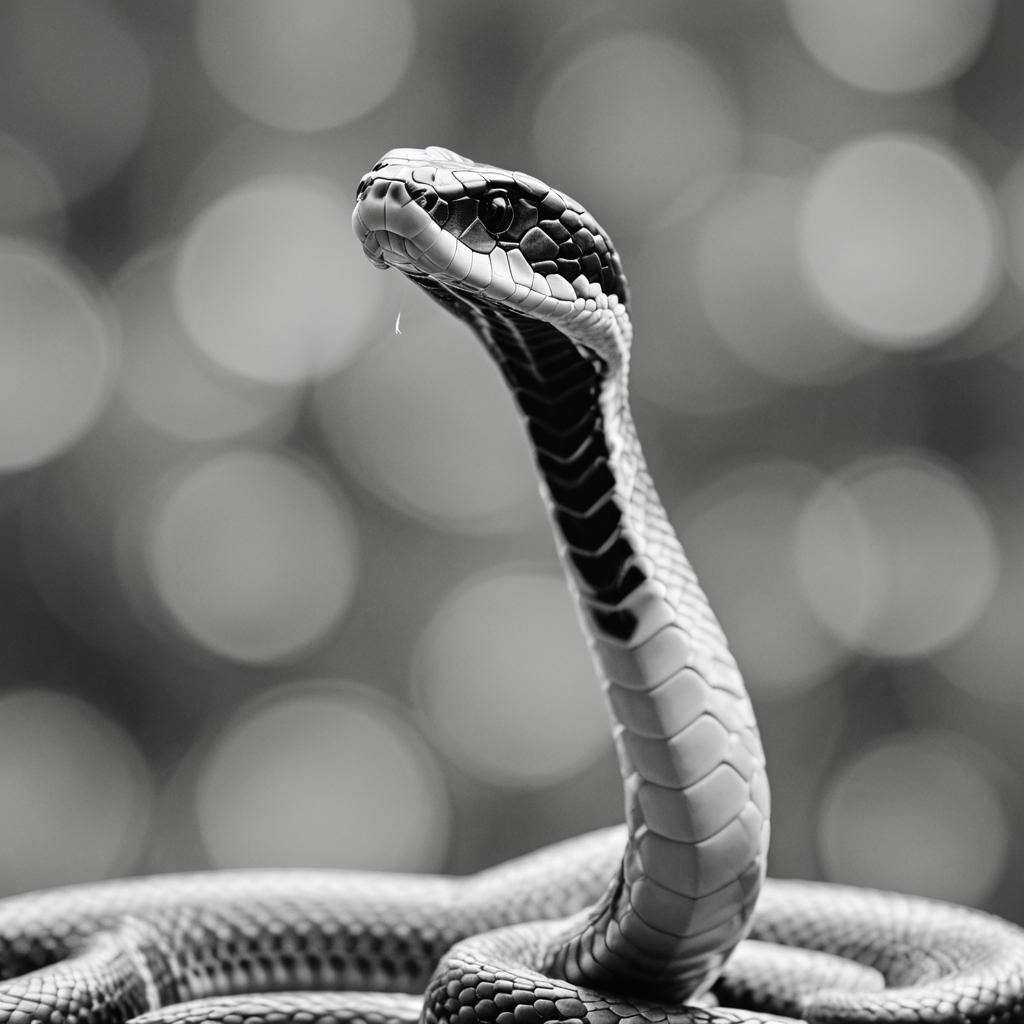 Monochrome Cobra Icon in S-Curve: Minimalist Photography