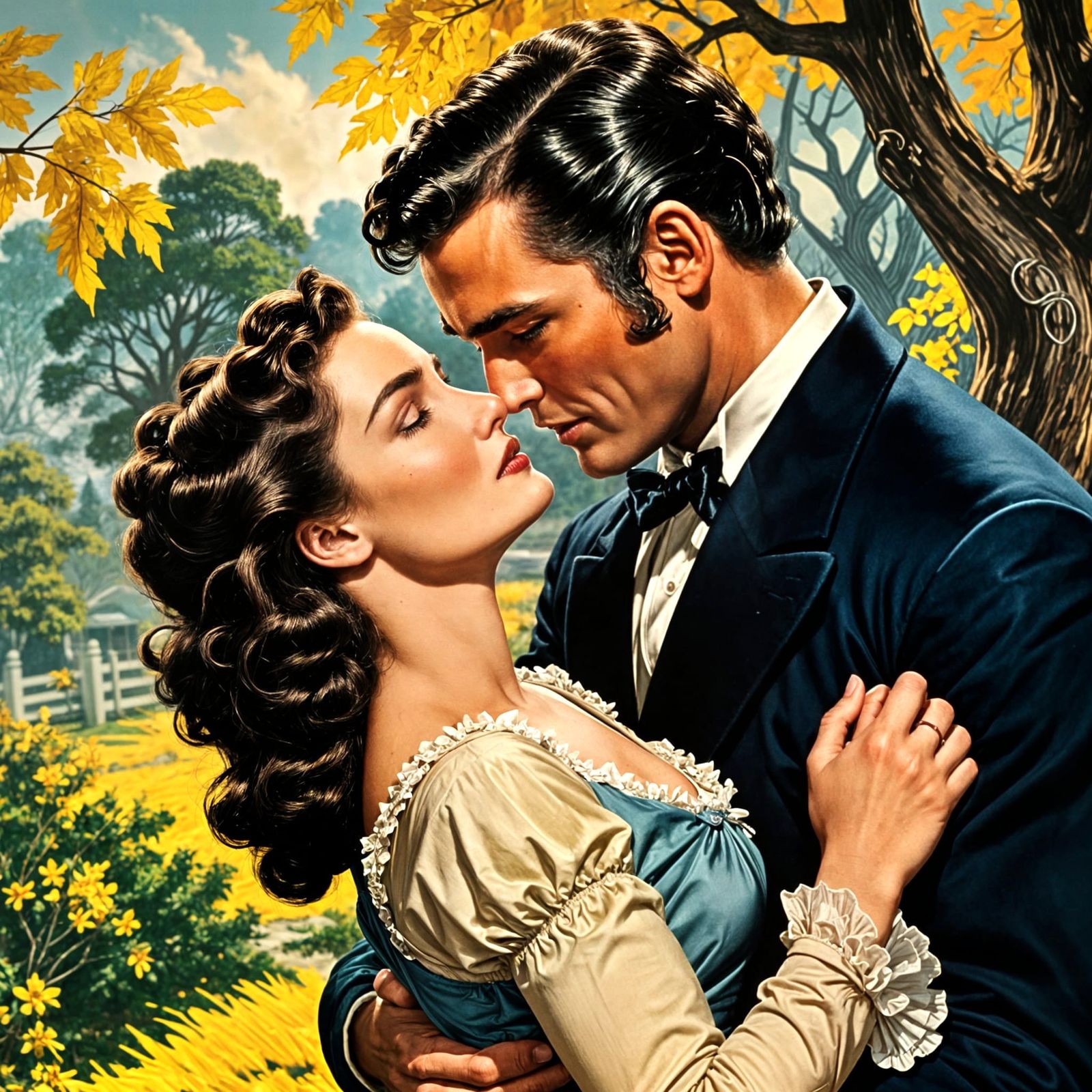 Retro Blockbuster of Gone With the Wind in Whimsical Style