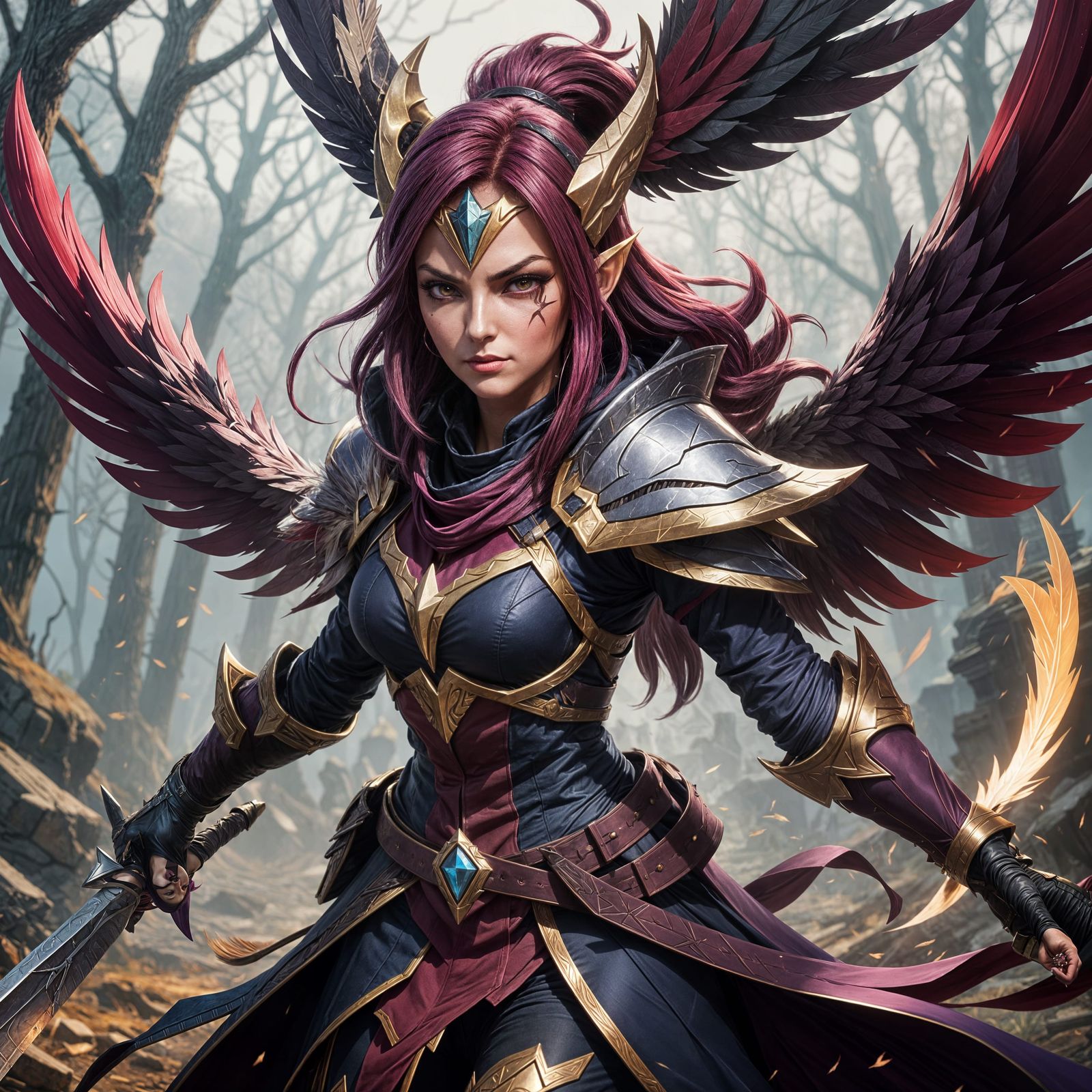 Vastayan Revolutionary Xayah Wields Feather Blades