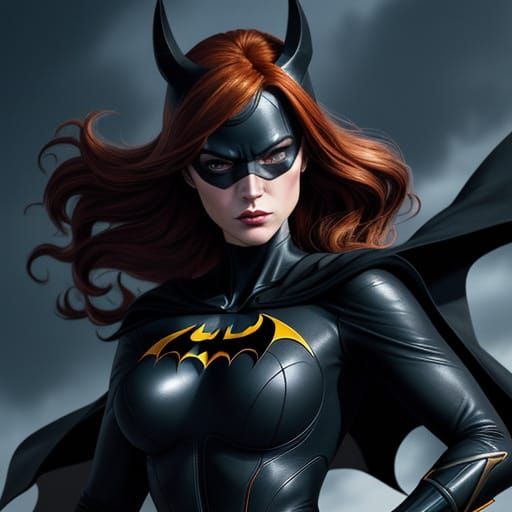 Dynamic Comic Art of Batgirl in Action Pose