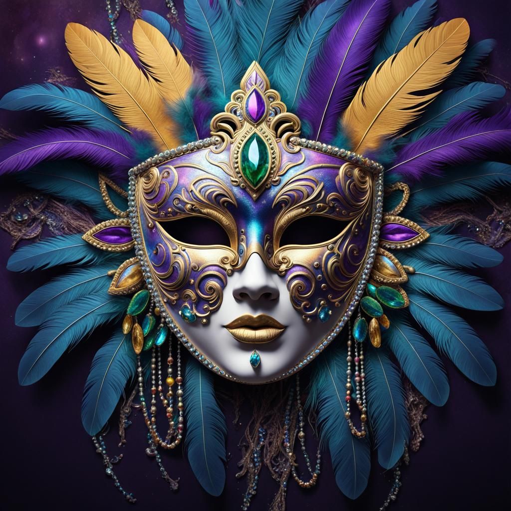 Elaborate Jeweled Mardi Gras Mask in Astral Style