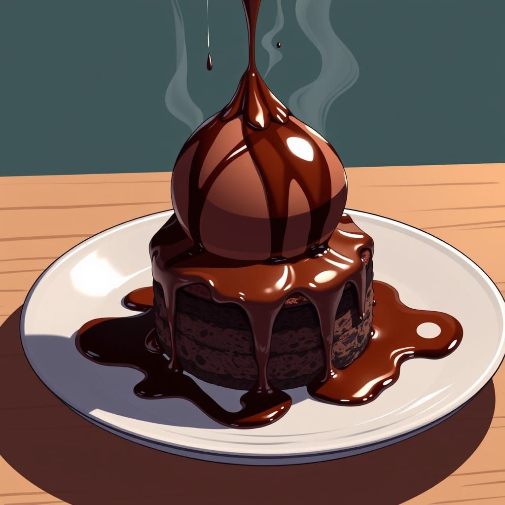 Decadent Chocolate Brownie Ice Cream in Vibrant Manga Style