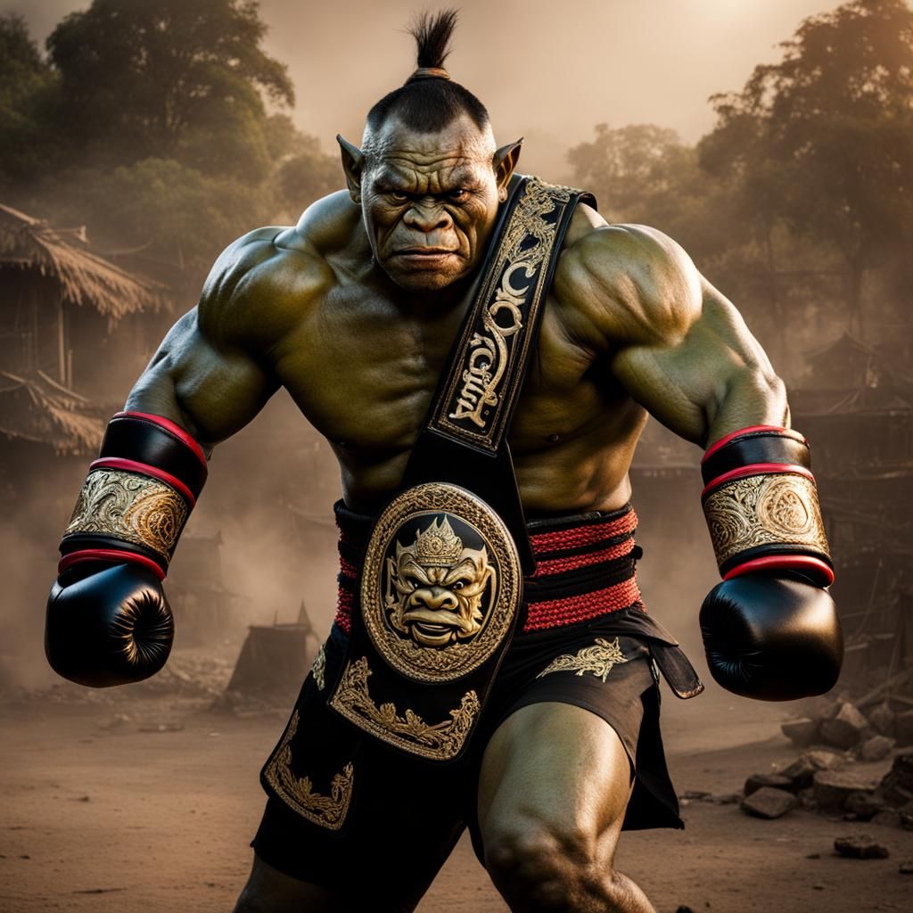 Orc Muay Thai Fighter Ready for Battle