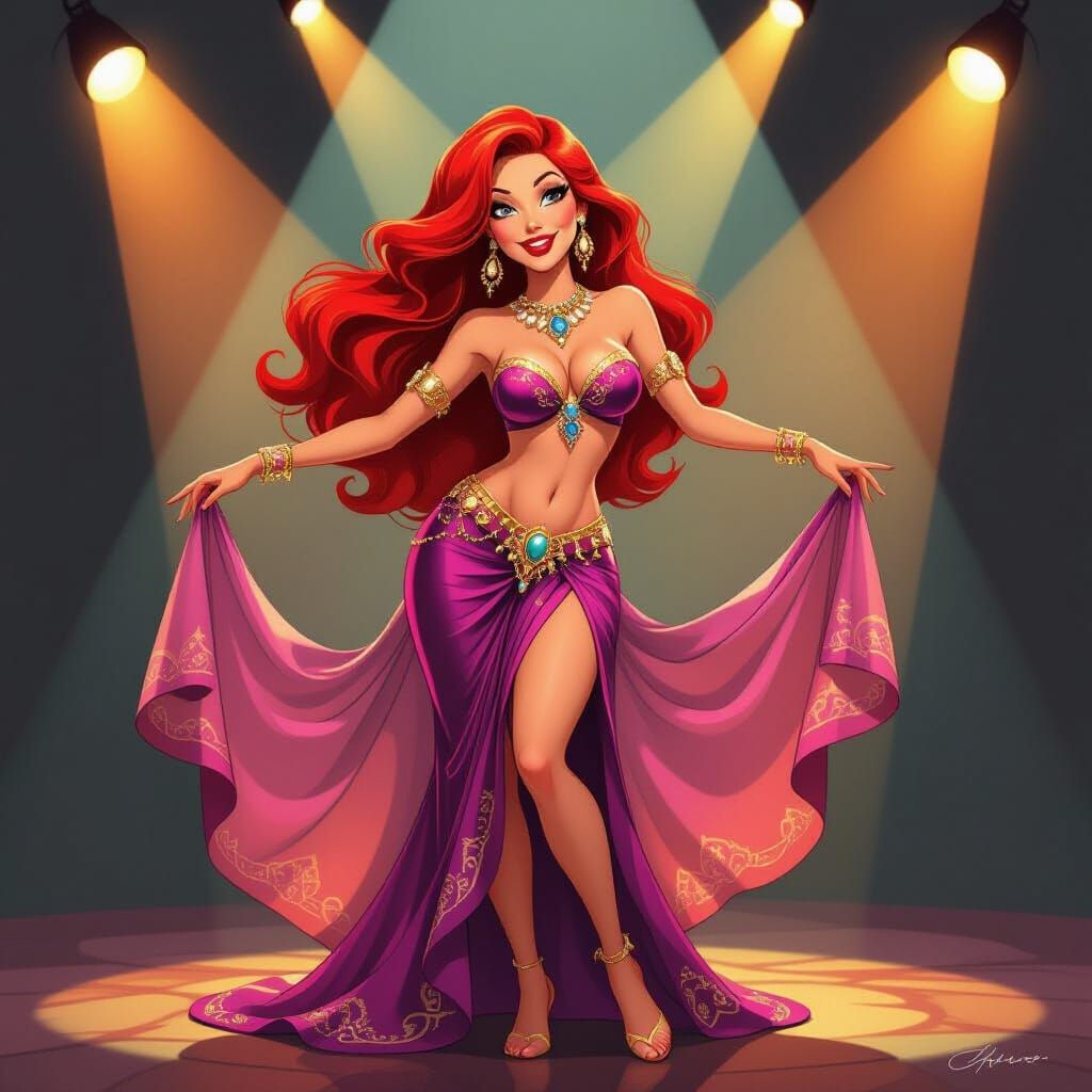 Jessica Rabbit Belly Dancer in Shimmering Costume