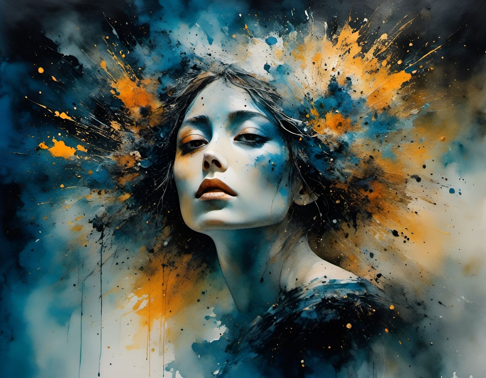 Cubist Watercolor Masterpiece with Impasto Textures